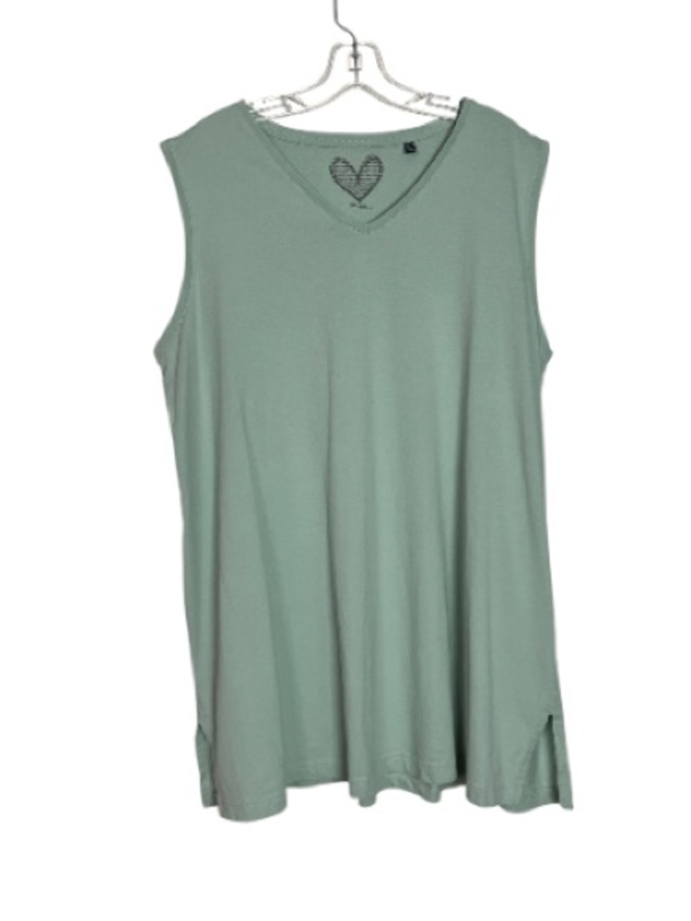 Ulla Popken Sage Green V-Neck Swing Tank Top Sleeveless Plus Size 20/22